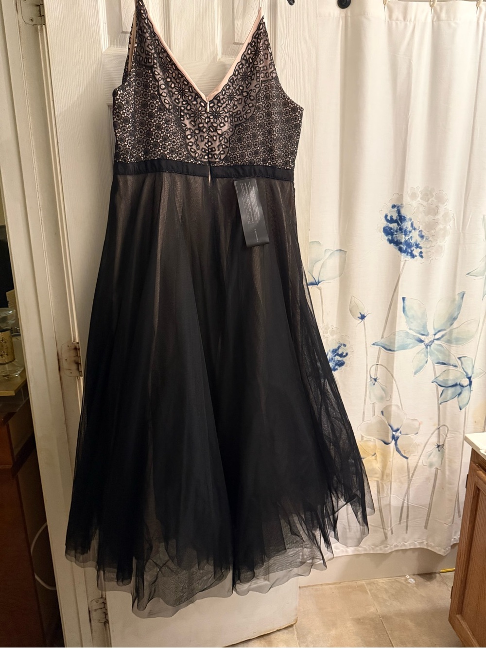 BCBG Black Tulle Dress with Embellished Bodice